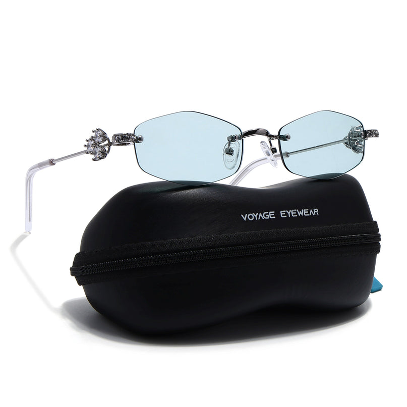 Hexagonal Sunglasses for Men & Women (Green Lens | Silver Frame - SLMG7787)