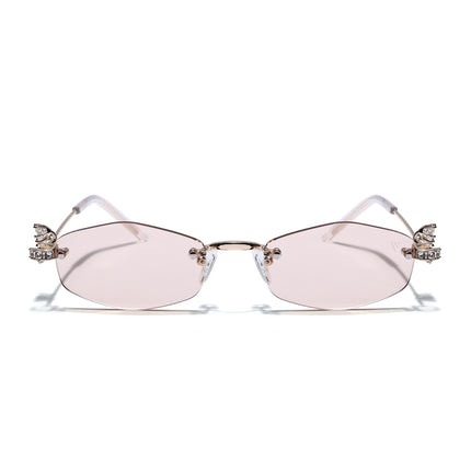 Hexagonal Sunglasses for Men & Women (Brown Lens | Golden Frame - SLMG7788)