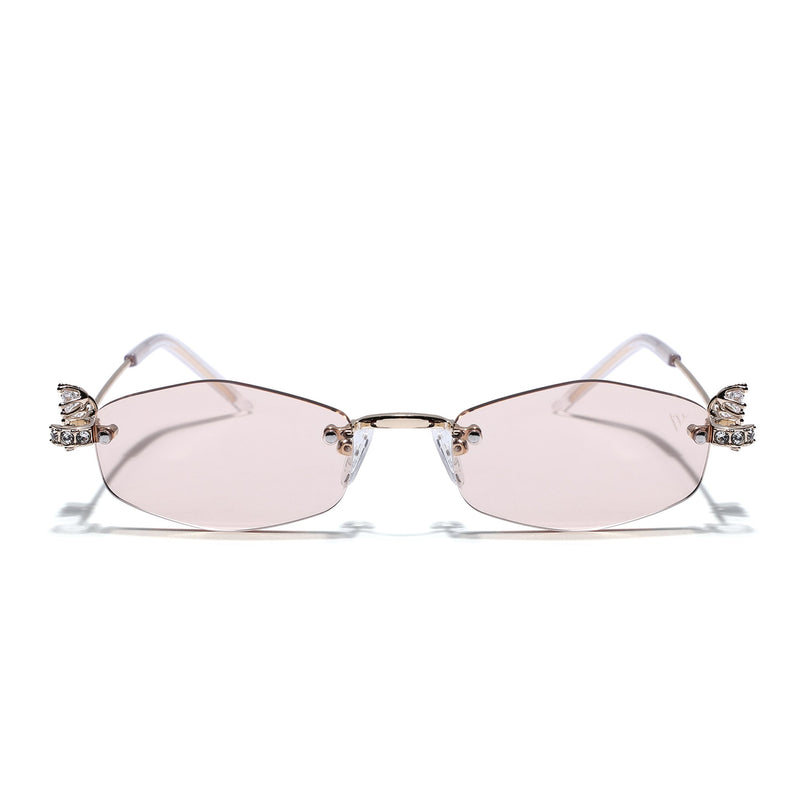 Hexagonal Sunglasses for Men & Women (Brown Lens | Golden Frame - SLMG7788)