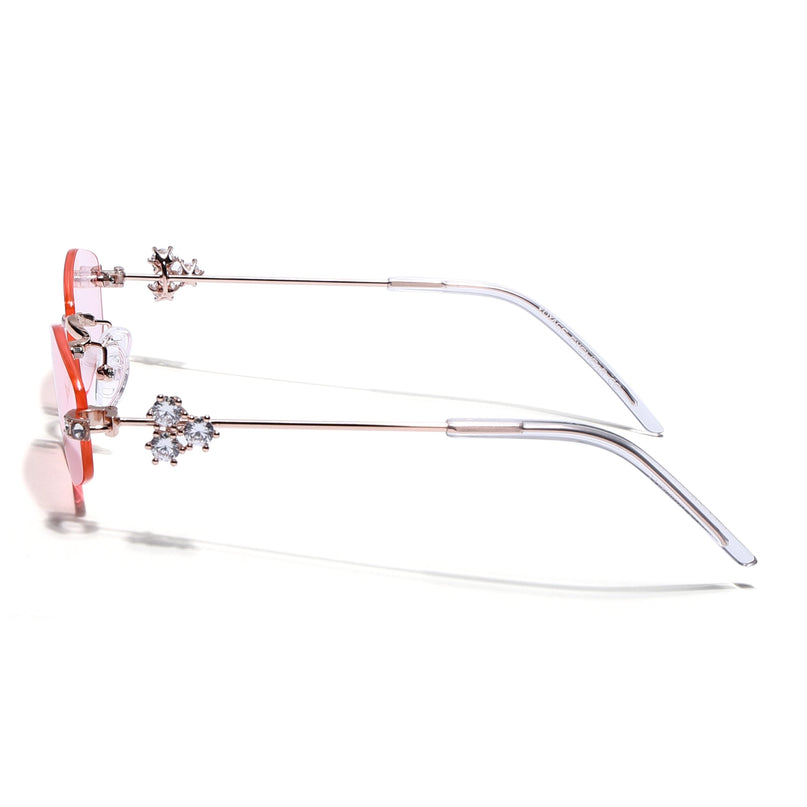Hexagonal Sunglasses for Men & Women (Pink Lens | Golden Frame - SLMG7790)