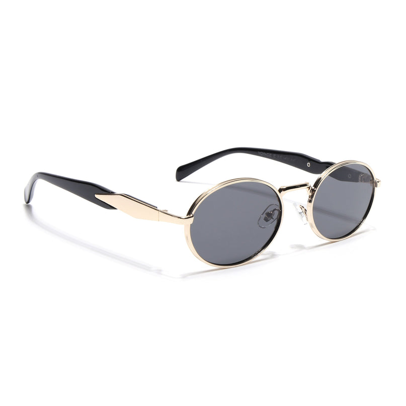 Oval Sunglasses for Men & Women (Grey Lens | Golden Frame - MG6889)