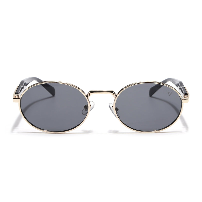 Oval Sunglasses for Men & Women (Grey Lens | Golden Frame - MG6889)