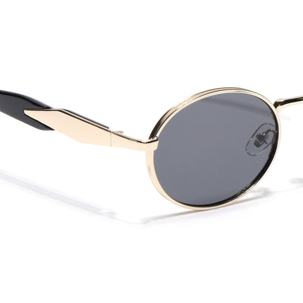 Oval Sunglasses for Men & Women (Grey Lens | Golden Frame - MG6889)