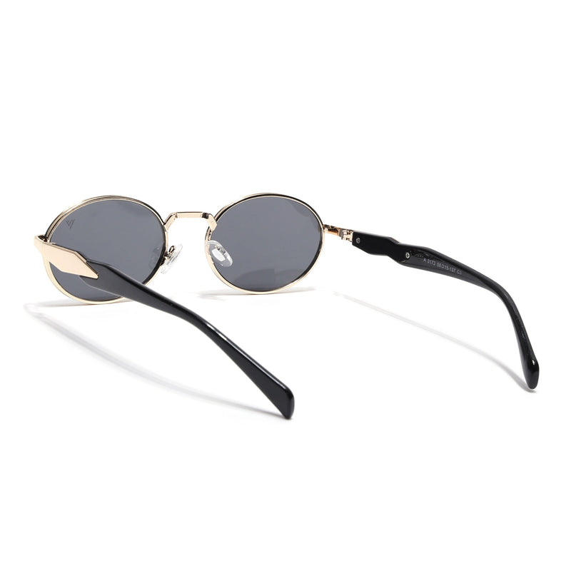 Oval Sunglasses for Men & Women (Grey Lens | Golden Frame - MG6889)