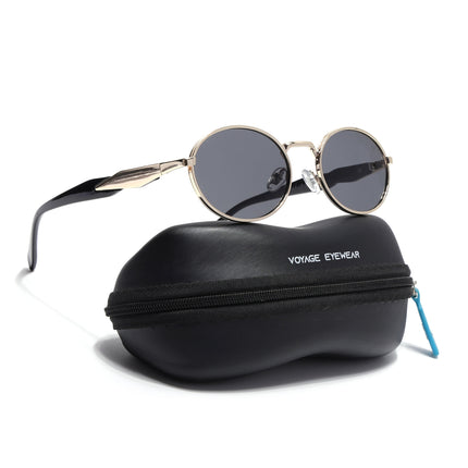 Oval Sunglasses for Men & Women (Grey Lens | Golden Frame - MG6889)