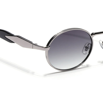 Oval Sunglasses for Men & Women (Olive & Clear Lens | Silver Frame - MG6891)