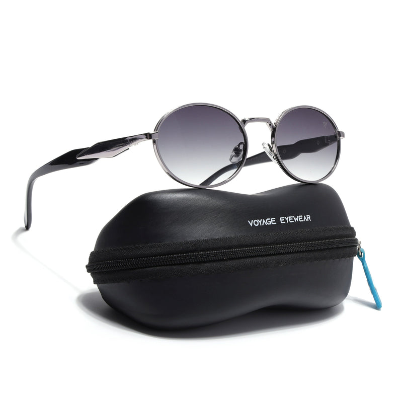 Oval Sunglasses for Men & Women (Olive & Clear Lens | Silver Frame - MG6891)