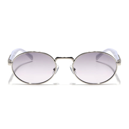 Oval Sunglasses for Men & Women (Light Grey & Clear Lens | Silver Frame - MG6892)