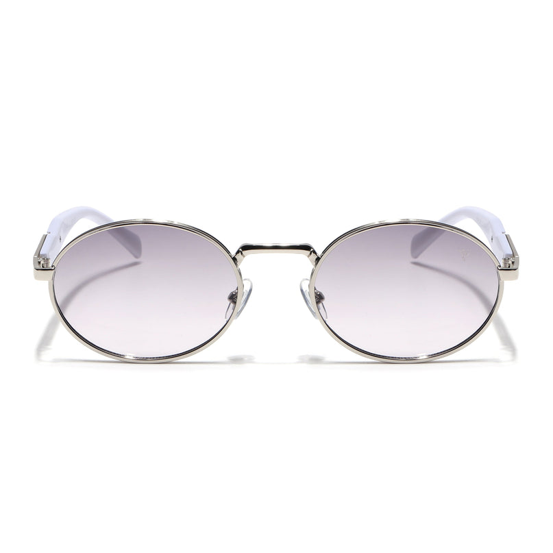 Oval Sunglasses for Men & Women (Light Grey & Clear Lens | Silver Frame - MG6892)