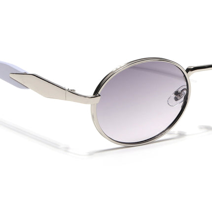 Oval Sunglasses for Men & Women (Light Grey & Clear Lens | Silver Frame - MG6892)