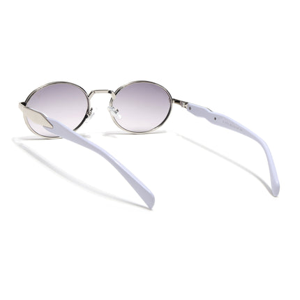 Oval Sunglasses for Men & Women (Light Grey & Clear Lens | Silver Frame - MG6892)