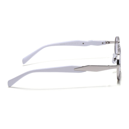 Oval Sunglasses for Men & Women (Light Grey & Clear Lens | Silver Frame - MG6892)