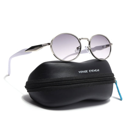 Oval Sunglasses for Men & Women (Light Grey & Clear Lens | Silver Frame - MG6892)