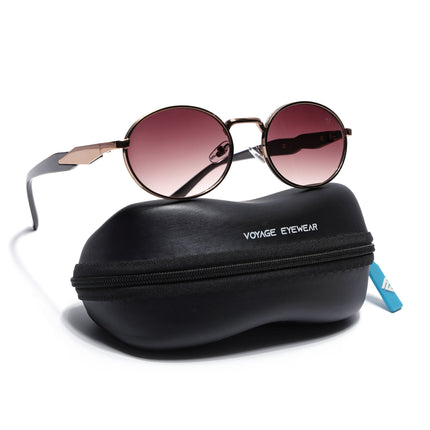 Oval Sunglasses for Men & Women (Brown & Clear Lens | Brown Frame - MG7244)
