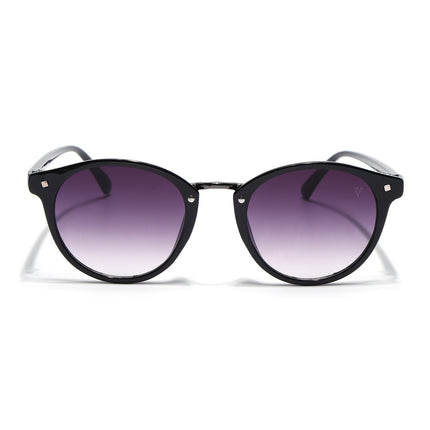 Round Sunglasses for Women (Purple & Clear Lens | Black Frame - MG7248)