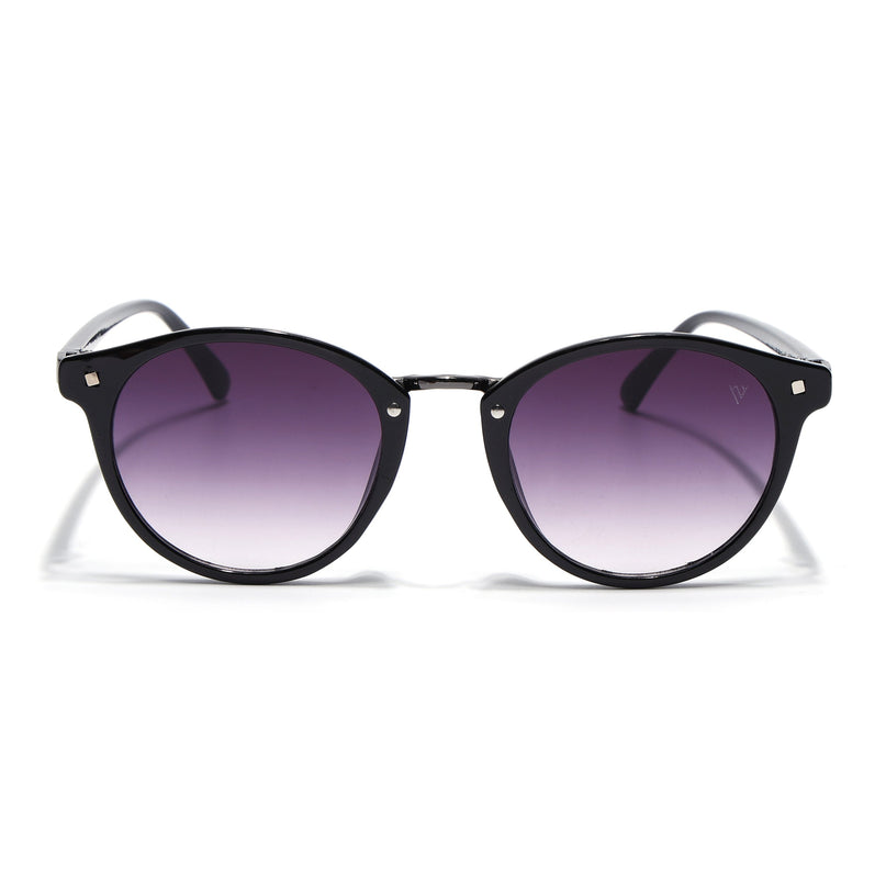Round Sunglasses for Women (Purple & Clear Lens | Black Frame - MG7248)