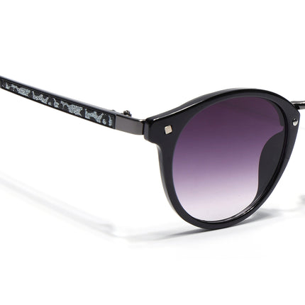 Round Sunglasses for Women (Purple & Clear Lens | Black Frame - MG7248)