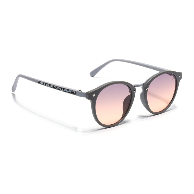 Round Sunglasses for Women (Grey & Pink Lens | Grey Frame - MG7249)