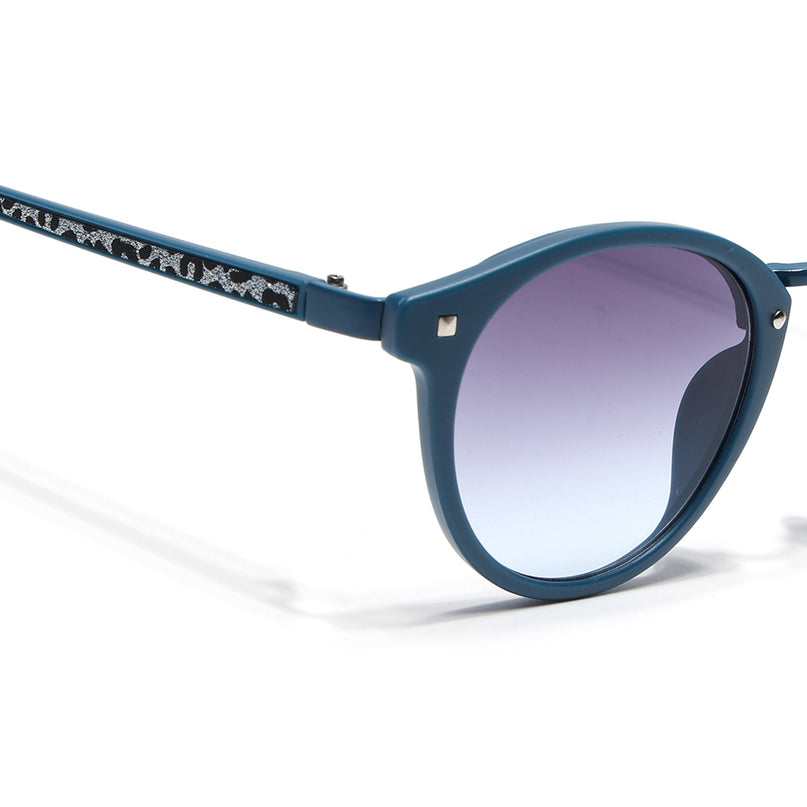Round Sunglasses for Women (Grey & Clear Lens | Blue Frame - MG7250)