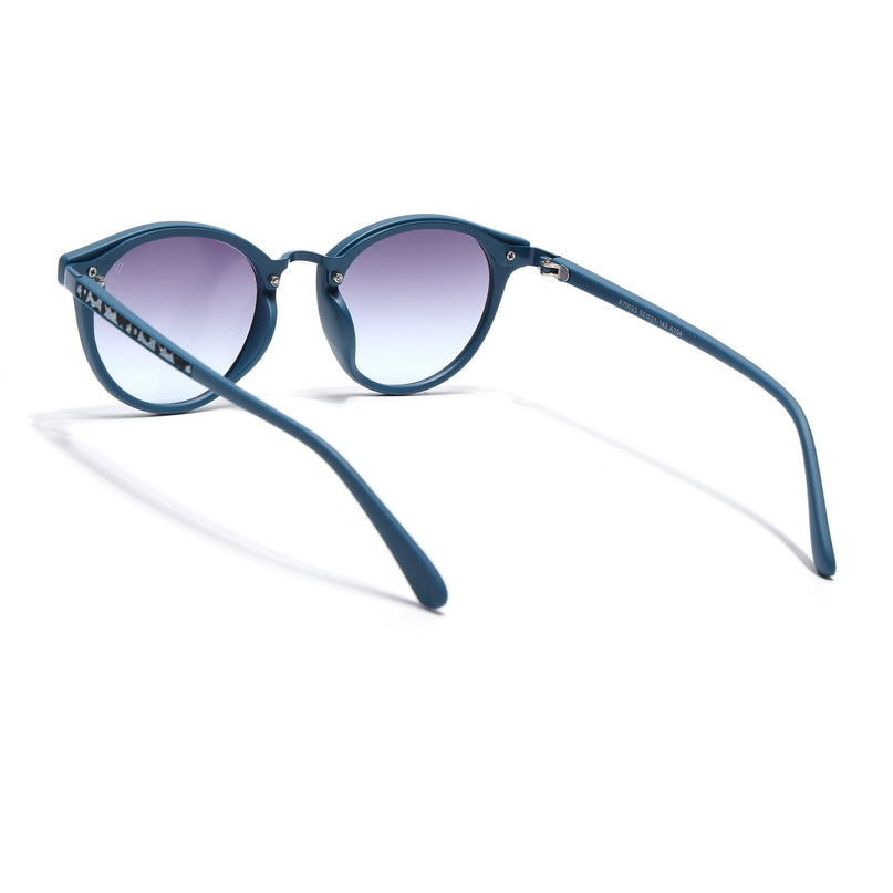 Round Sunglasses for Women (Grey & Clear Lens | Blue Frame - MG7250)