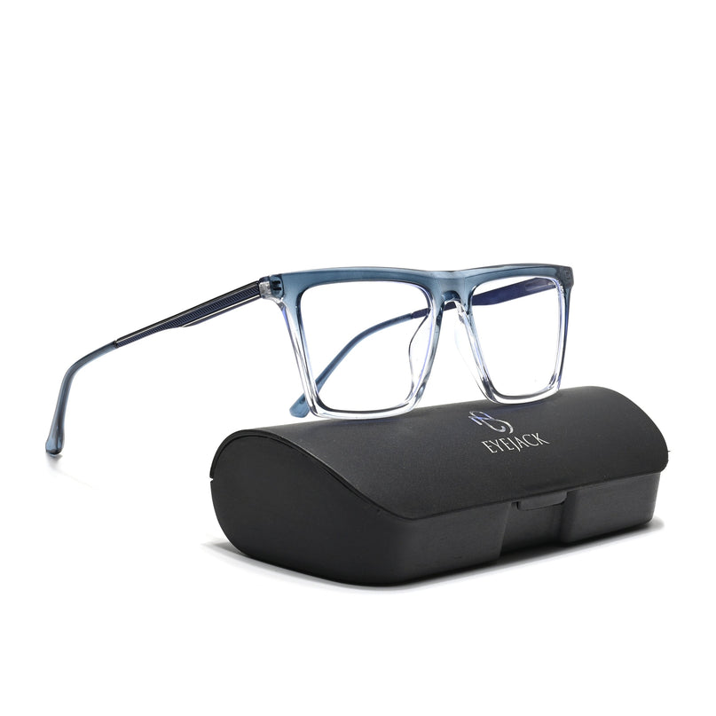 Eyejack Essentials Blue & Clear Square Eyeglasses for Men & Women (B01FCL1377-C4)