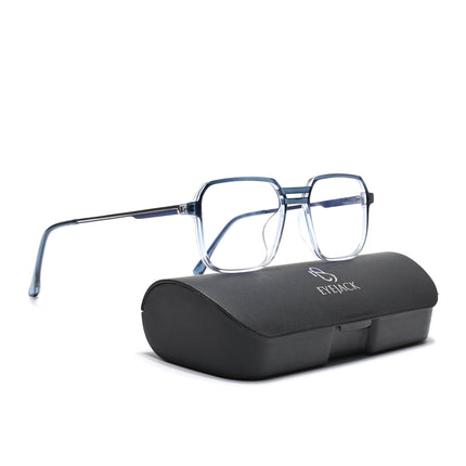 Eyejack Essentials Blue & Clear Square Eyeglasses for Men & Women (B03FCL1391-C4)