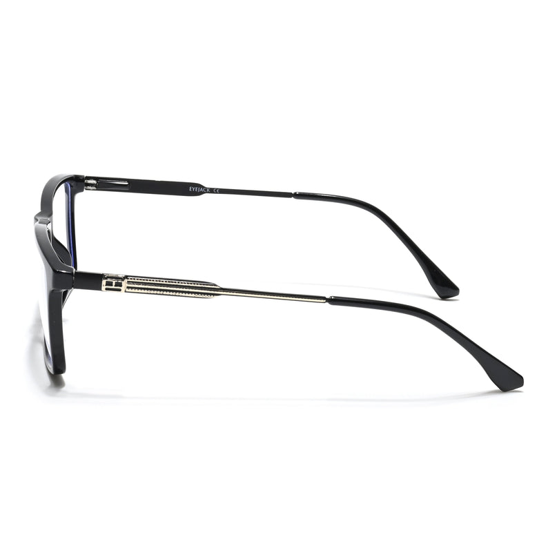 Eyejack Essentials Shine Black Rectangle Eyeglasses for Men & Women (B05FCL1402-C1)
