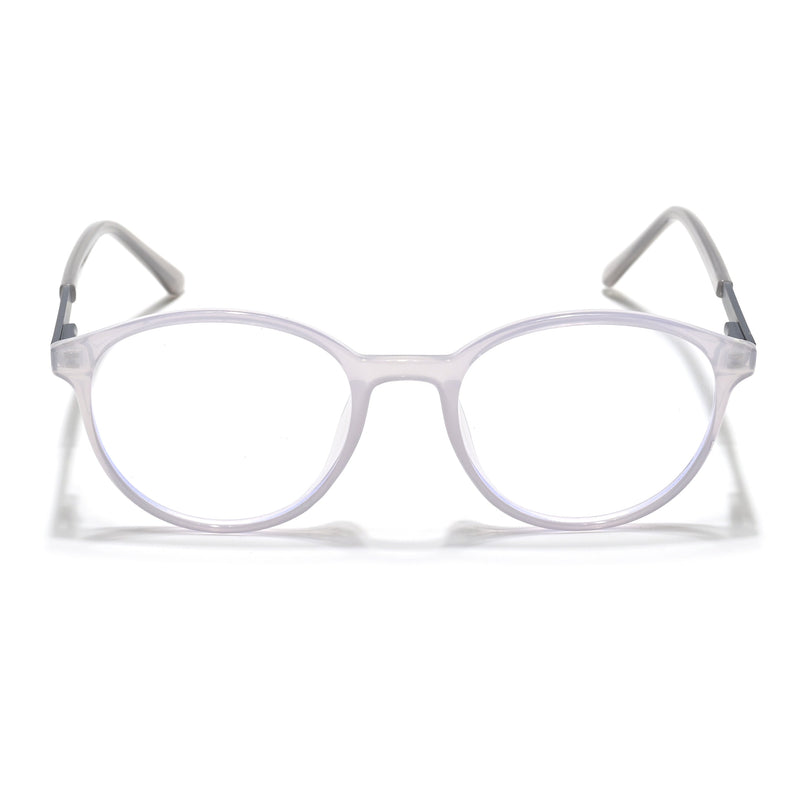 Eyejack Essentials Transparent Grey Round Eyeglasses for Men & Women (B10FCL1441-C5)