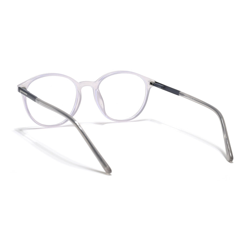 Eyejack Essentials Transparent Grey Round Eyeglasses for Men & Women (B10FCL1441-C5)