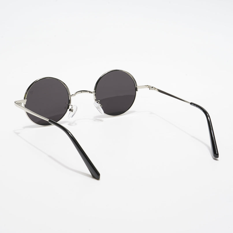 Quasar | Black Silver Round Sunglasses - MG3504