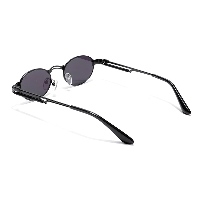 Bob | Black Oval Sunglasses | Black Lens - MG5184)