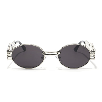 Viper | Oval Sunglasses (Black Lens | Silver Frame  - MG5189)