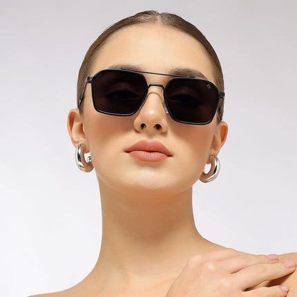 Eyejack Black Square Sunglasses for Men & Women (B80677CL846)
