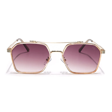 Eyejack Golden & Pink Square Sunglasses for Men & Women (B80677CL847)