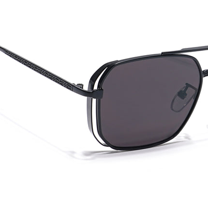 Eyejack Black Square Sunglasses for Men & Women (B8528CL879)
