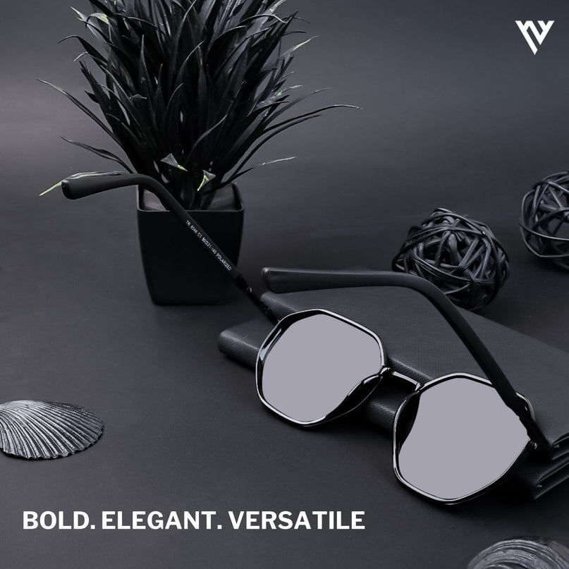 Black Geometric Polarized Sunglasses - PMG4205