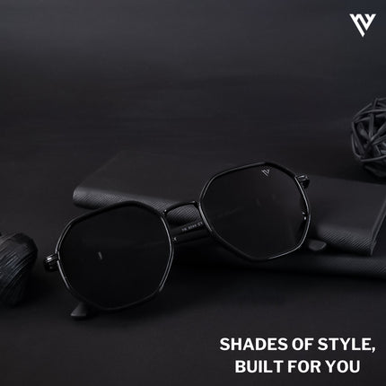 Black Geometric Polarized Sunglasses - PMG4205