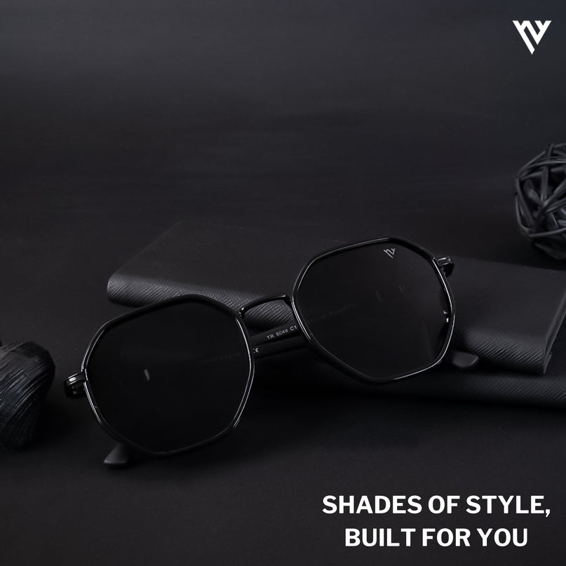 Black Geometric Polarized Sunglasses - PMG4205
