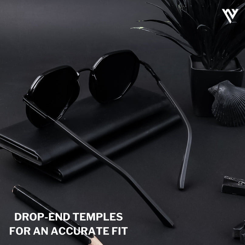 Black Geometric Polarized Sunglasses - PMG4205
