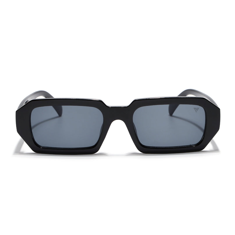 Rectangle Sunglasses for Men & Women (Grey Lens | Black Frame - MG7344)