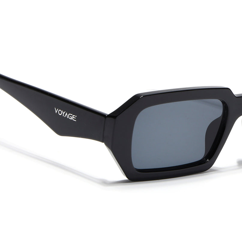 Rectangle Sunglasses for Men & Women (Grey Lens | Black Frame - MG7344)