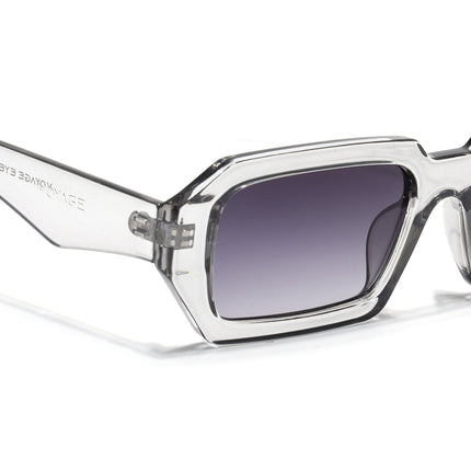 Rectangle Sunglasses for Men & Women (Black & Clear Lens | Transparent Grey Frame - MG7345)