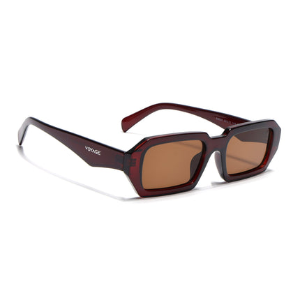 Rectangle Sunglasses for Men & Women (Brown Lens | Brown Frame - MG7346)
