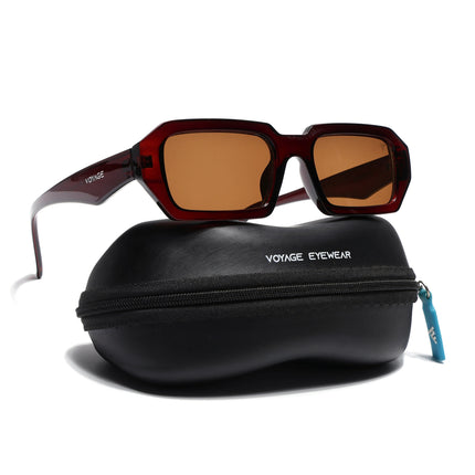 Rectangle Sunglasses for Men & Women (Brown Lens | Brown Frame - MG7346)
