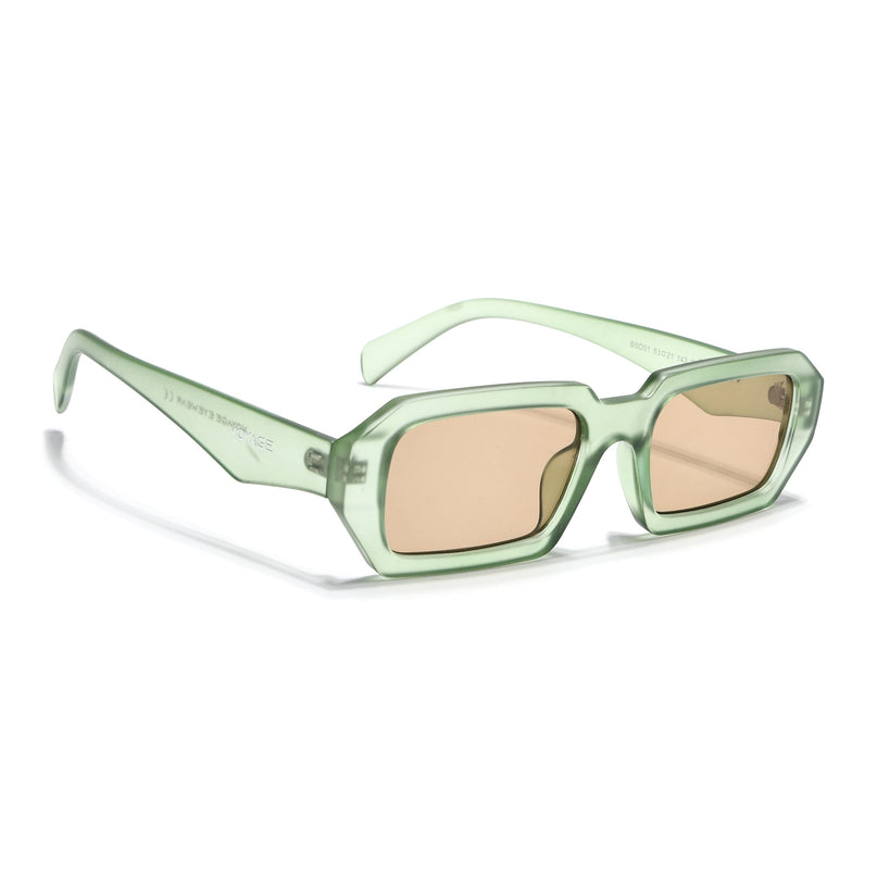 Rectangle Sunglasses for Men & Women (Light Brown Lens | Green Frame - MG7347)