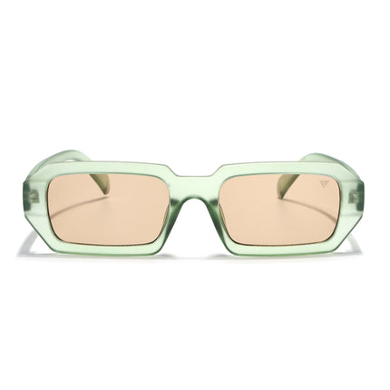 Rectangle Sunglasses for Men & Women (Light Brown Lens | Green Frame - MG7347)