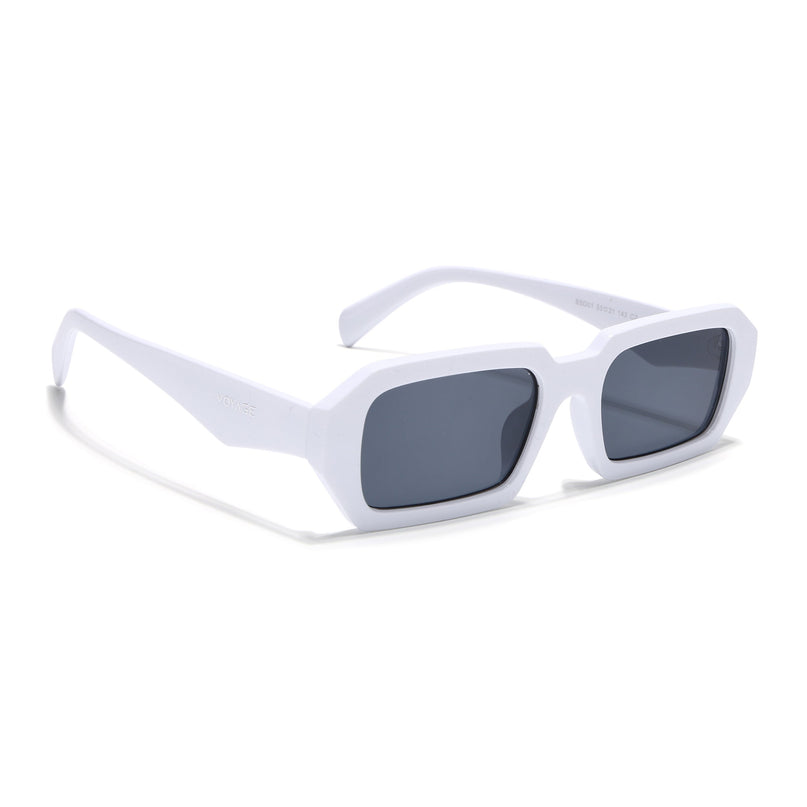 Rectangle Sunglasses for Men & Women (Grey Lens | White Frame - MG7348)