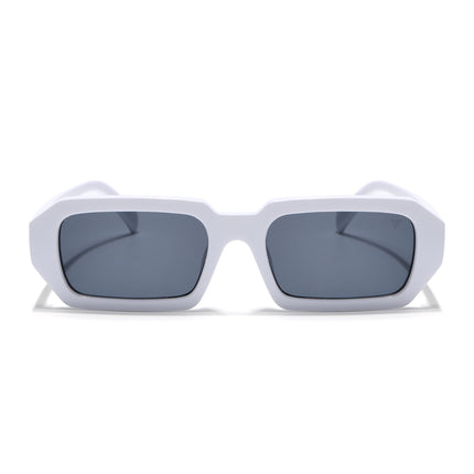 Rectangle Sunglasses for Men & Women (Grey Lens | White Frame - MG7348)