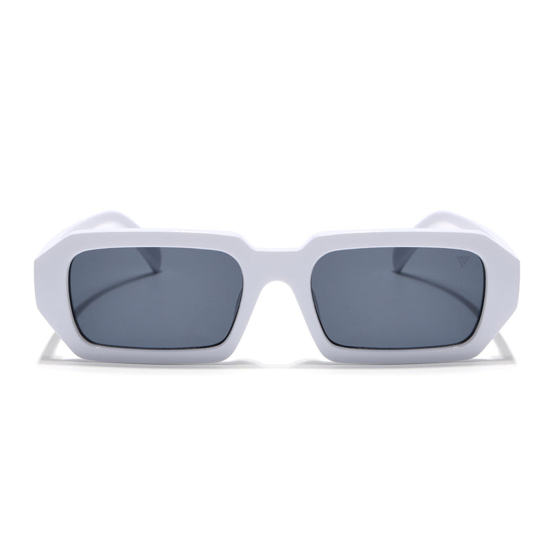 Rectangle Sunglasses for Men & Women (Grey Lens | White Frame - MG7348)