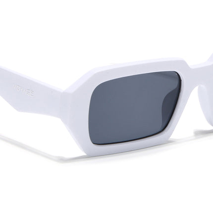 Rectangle Sunglasses for Men & Women (Grey Lens | White Frame - MG7348)